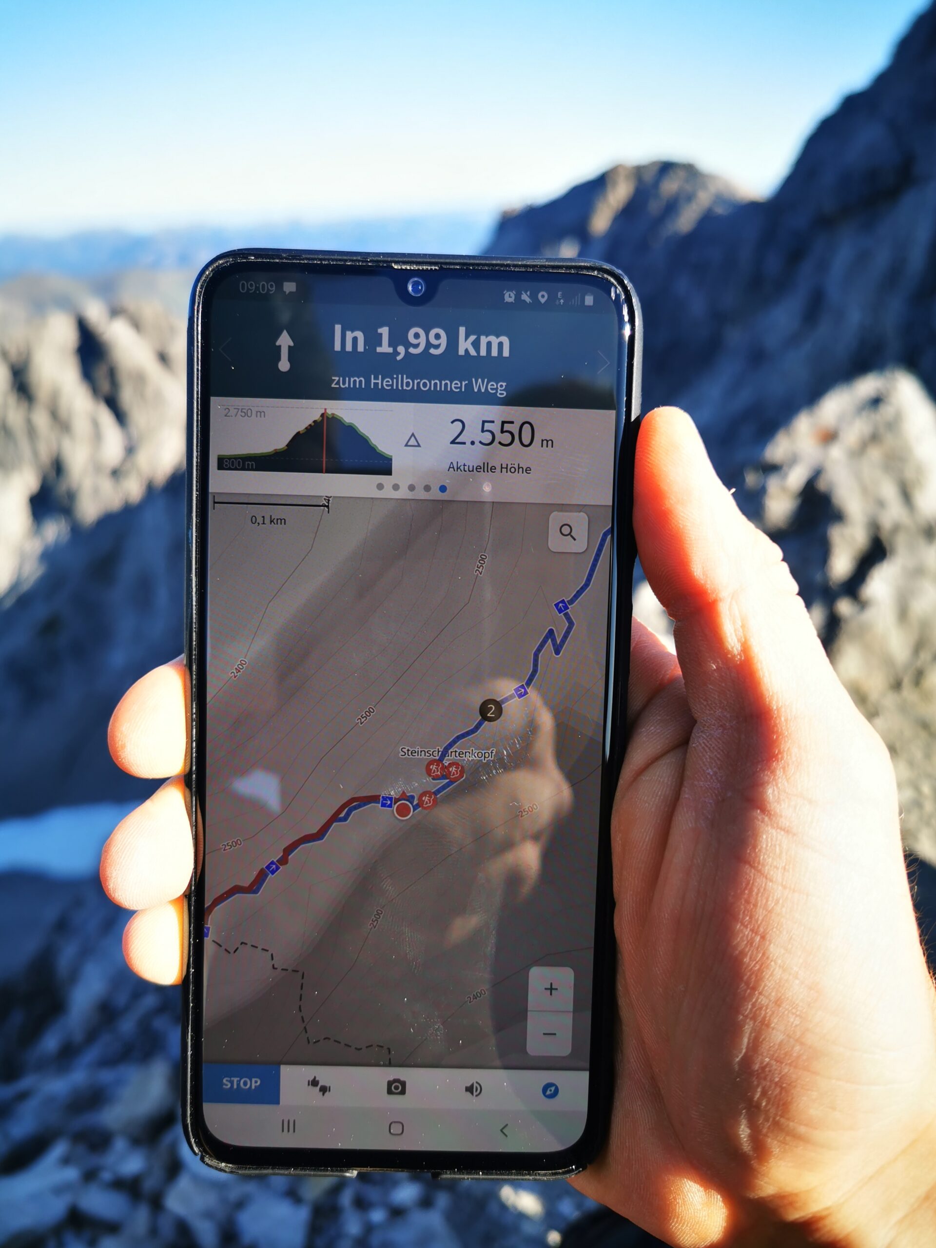 GPS Heilbronner Höhenweg in den Bergen